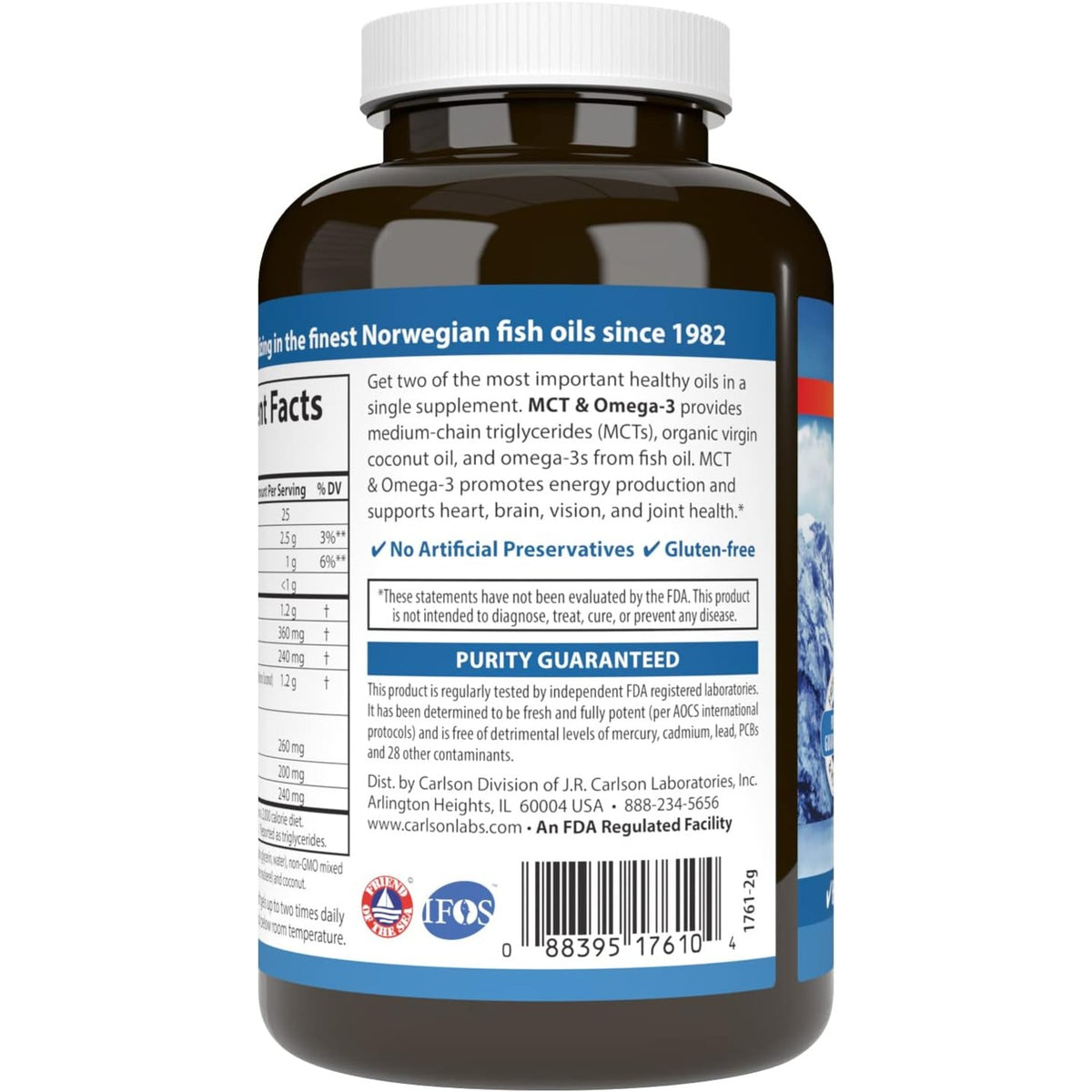 Carlson Labs MCT y Omega-3 120 Cápsulas Blandas