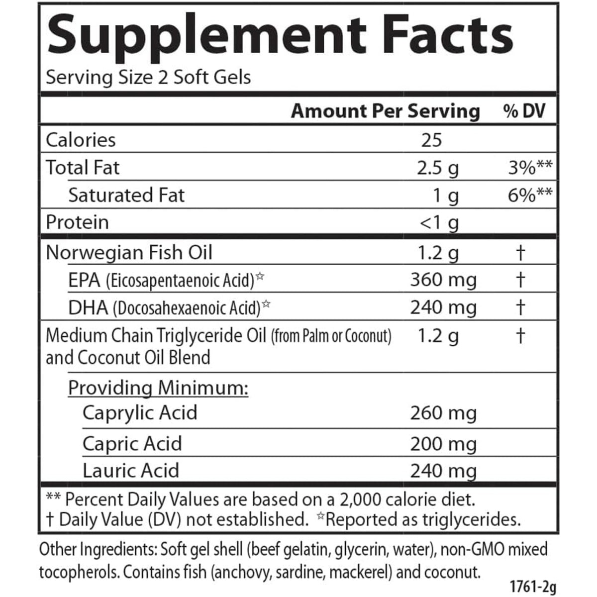 Carlson Labs MCT y Omega-3 120 Cápsulas Blandas