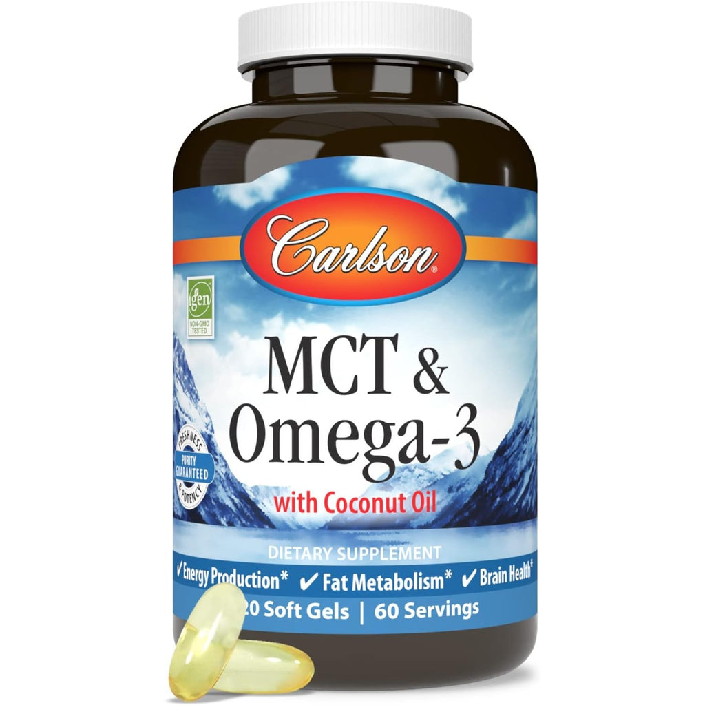 Carlson Labs MCT y Omega-3 120 Cápsulas Blandas