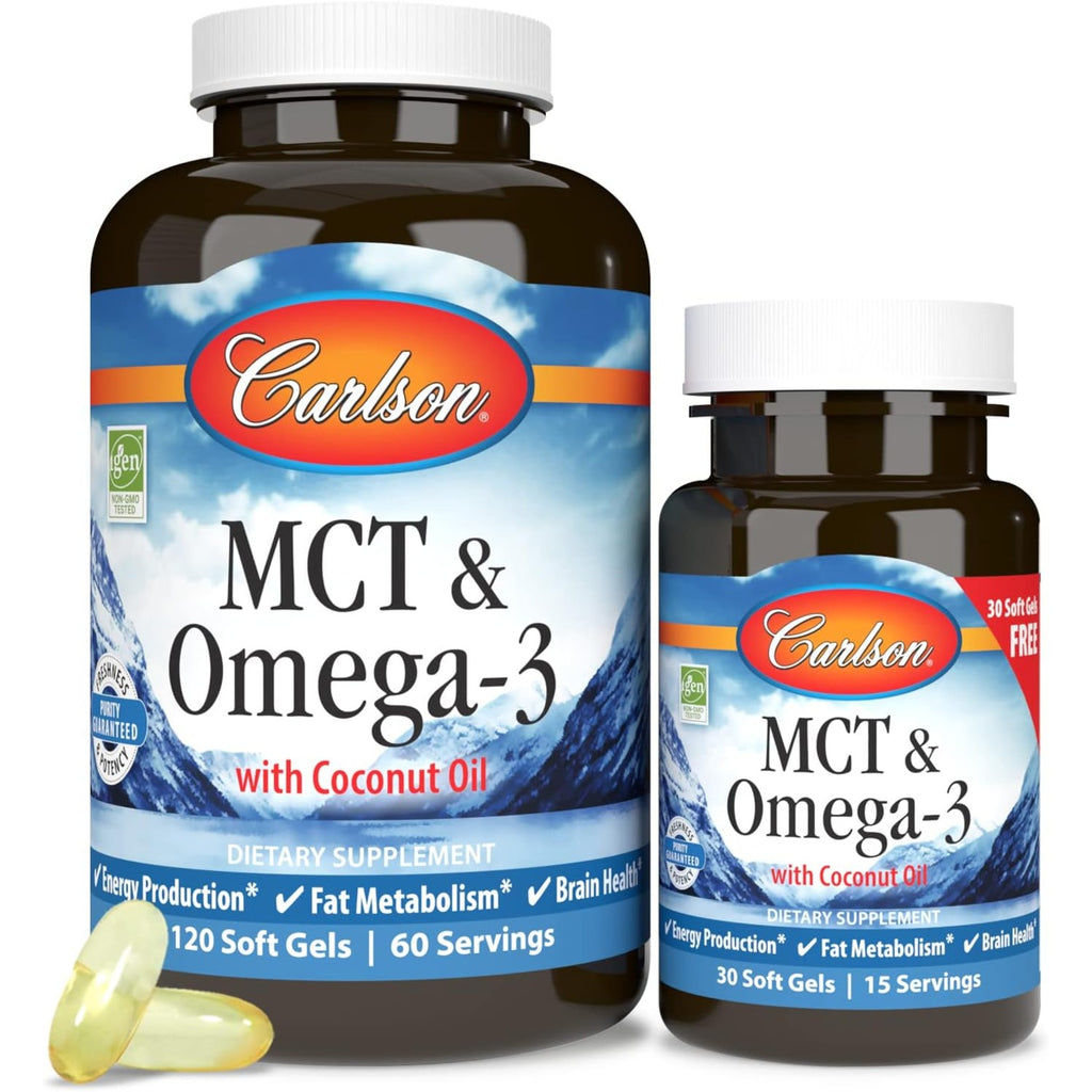 Carlson Labs MCT y Omega-3 120 + 30 Cápsulas Blandas