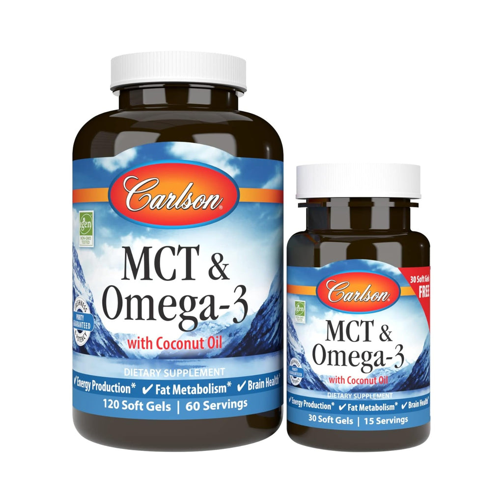 Carlson Labs MCT y Omega-3 120 + 30 Cápsulas Blandas