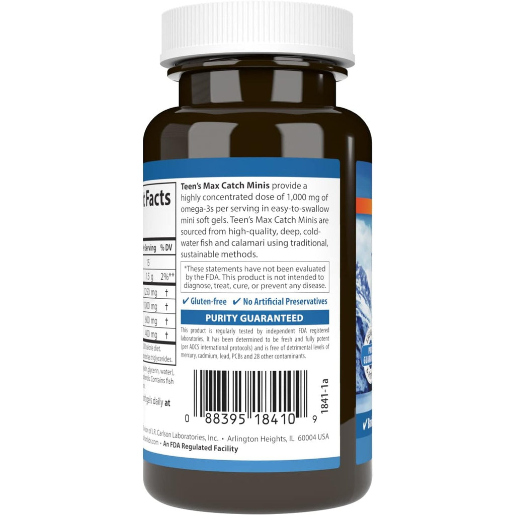 Carlson Labs Teen's Max Catch Minis Omega-3 1000 mg 60 Cápsulas Blandas