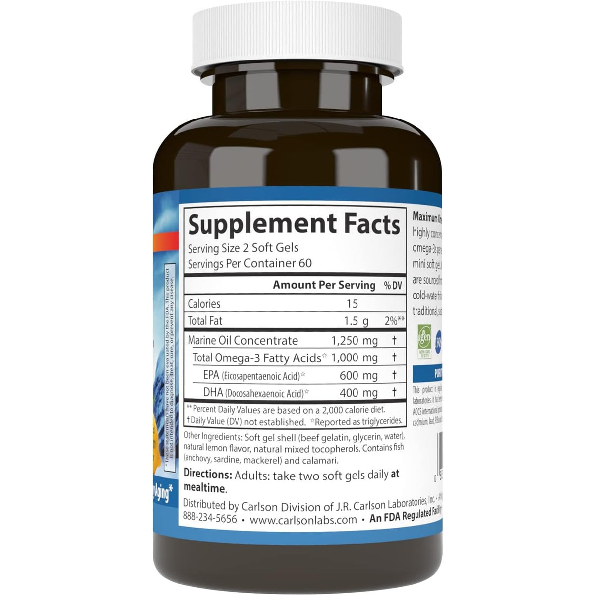Carlson Labs Maximum Omega 3 120 Cápsulas Blandas