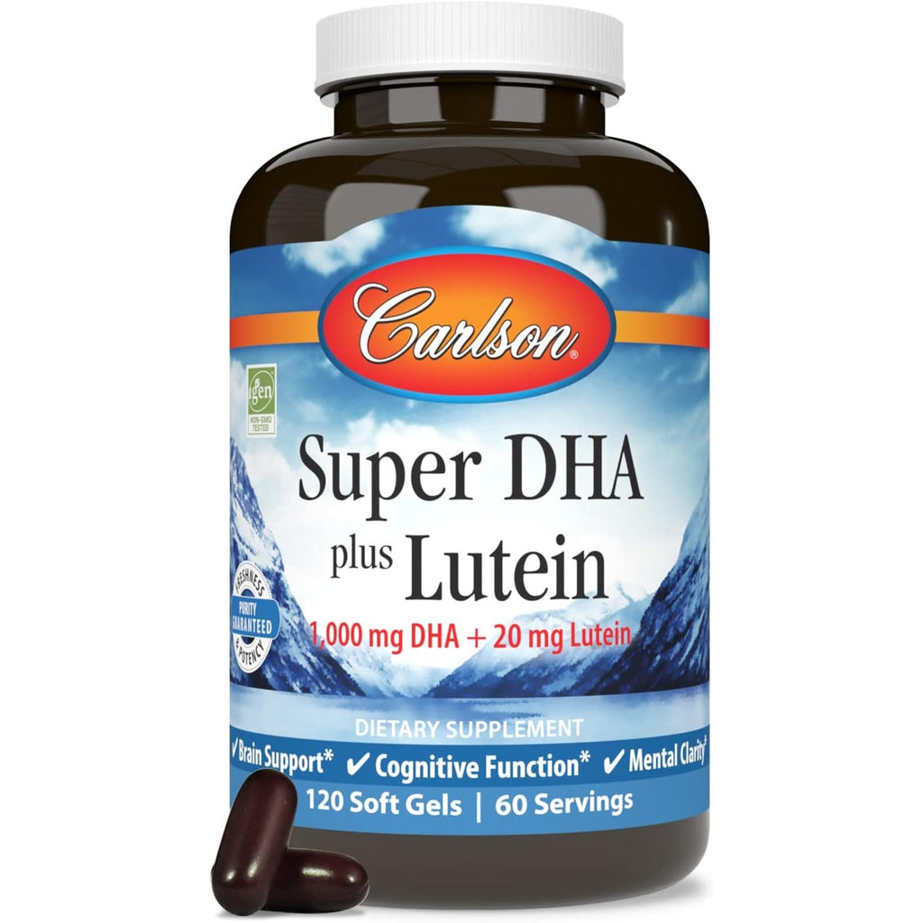 Carlson Labs Super DHA Plus Luteína 1000 mg 120 Cápsulas Blandas