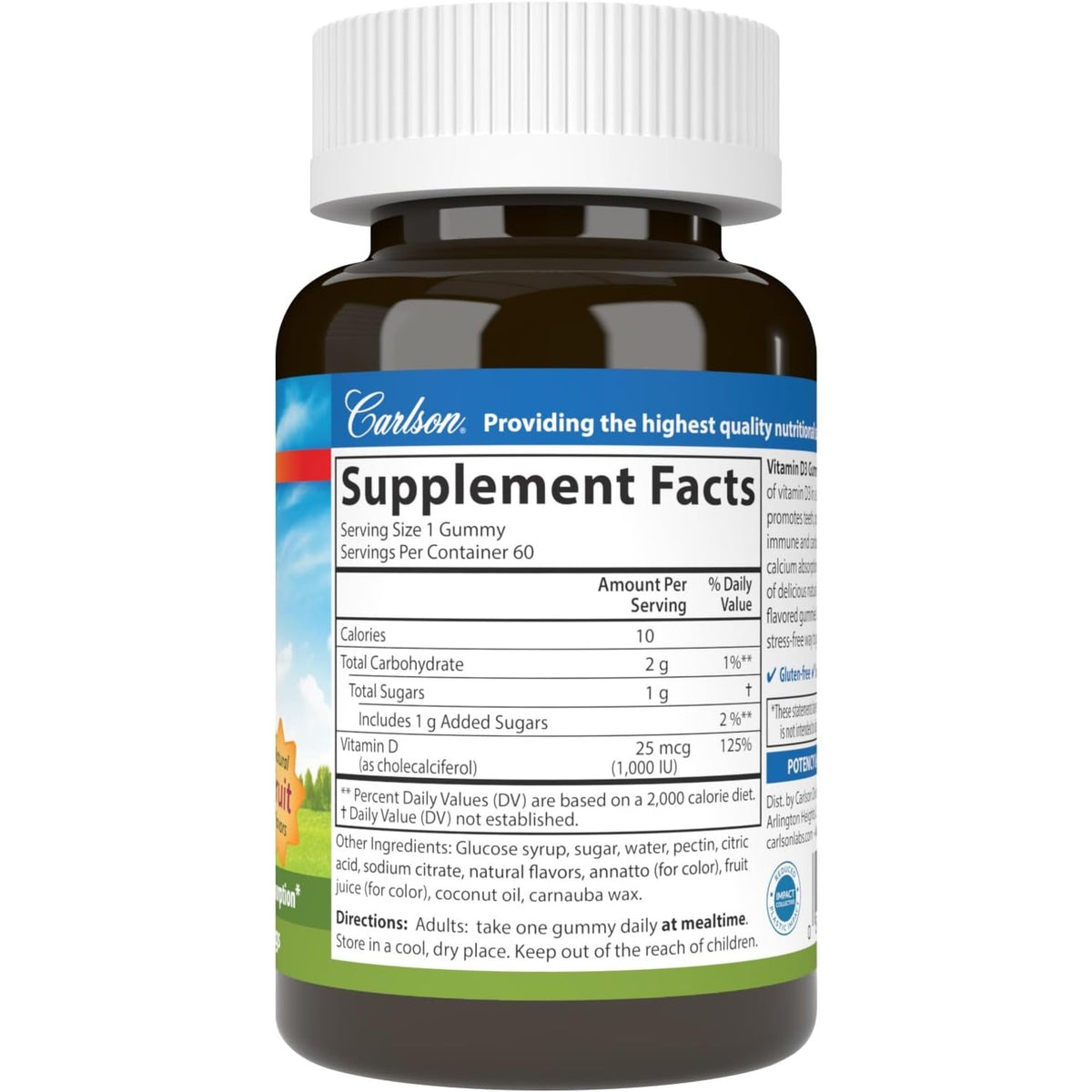 Carlson Labs Vitamina D3 1000 UI 60 Gomitas