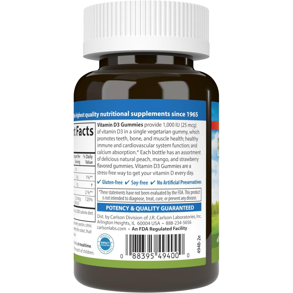 Carlson Labs Vitamina D3 1000 UI 60 Gomitas