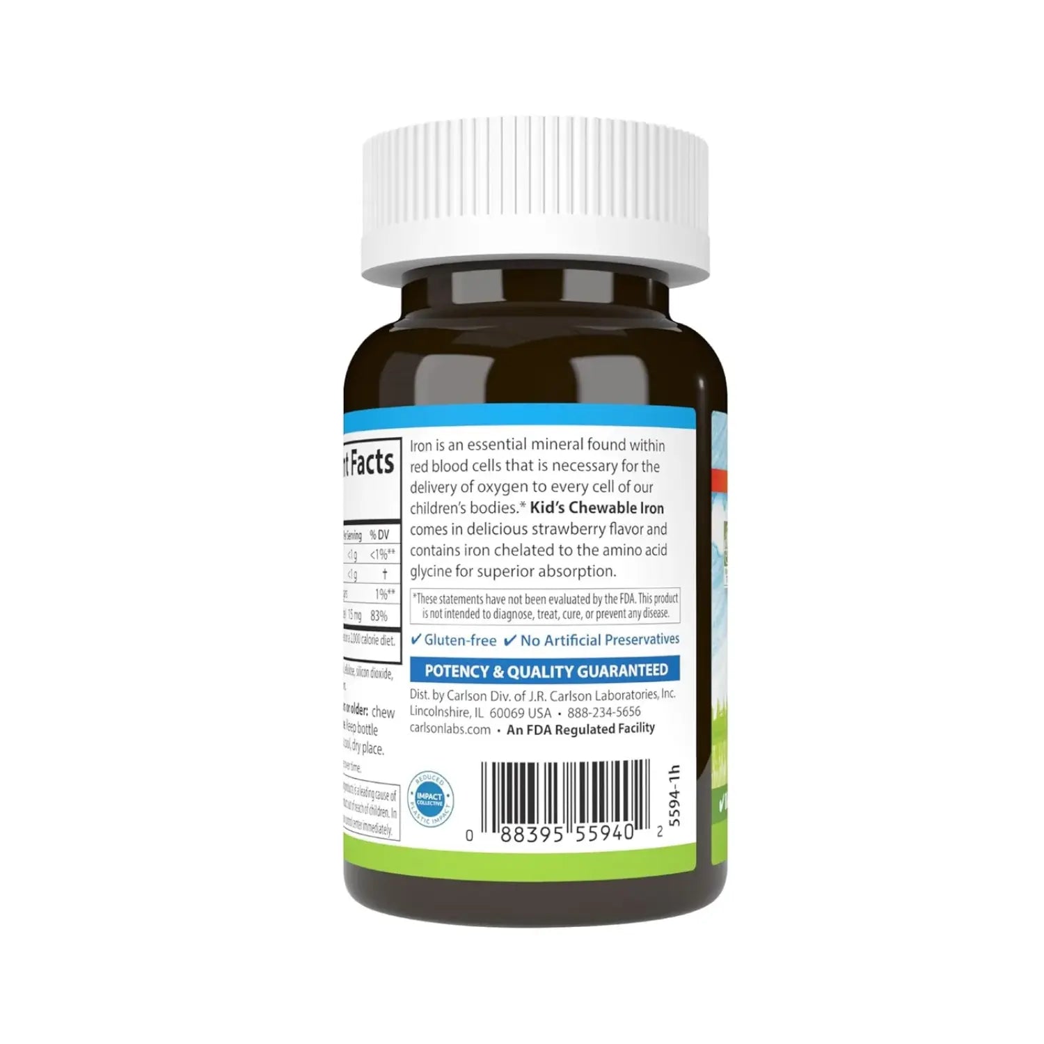 CARLSON LABS KID'S HIERRO 15 MG, 60 TABS MASTICABLES SFN
