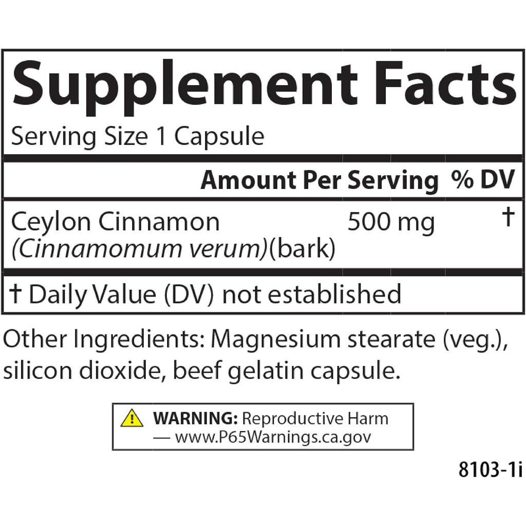 Carlson Labs Canela de Ceilán 500 mg 90 Cápsulas