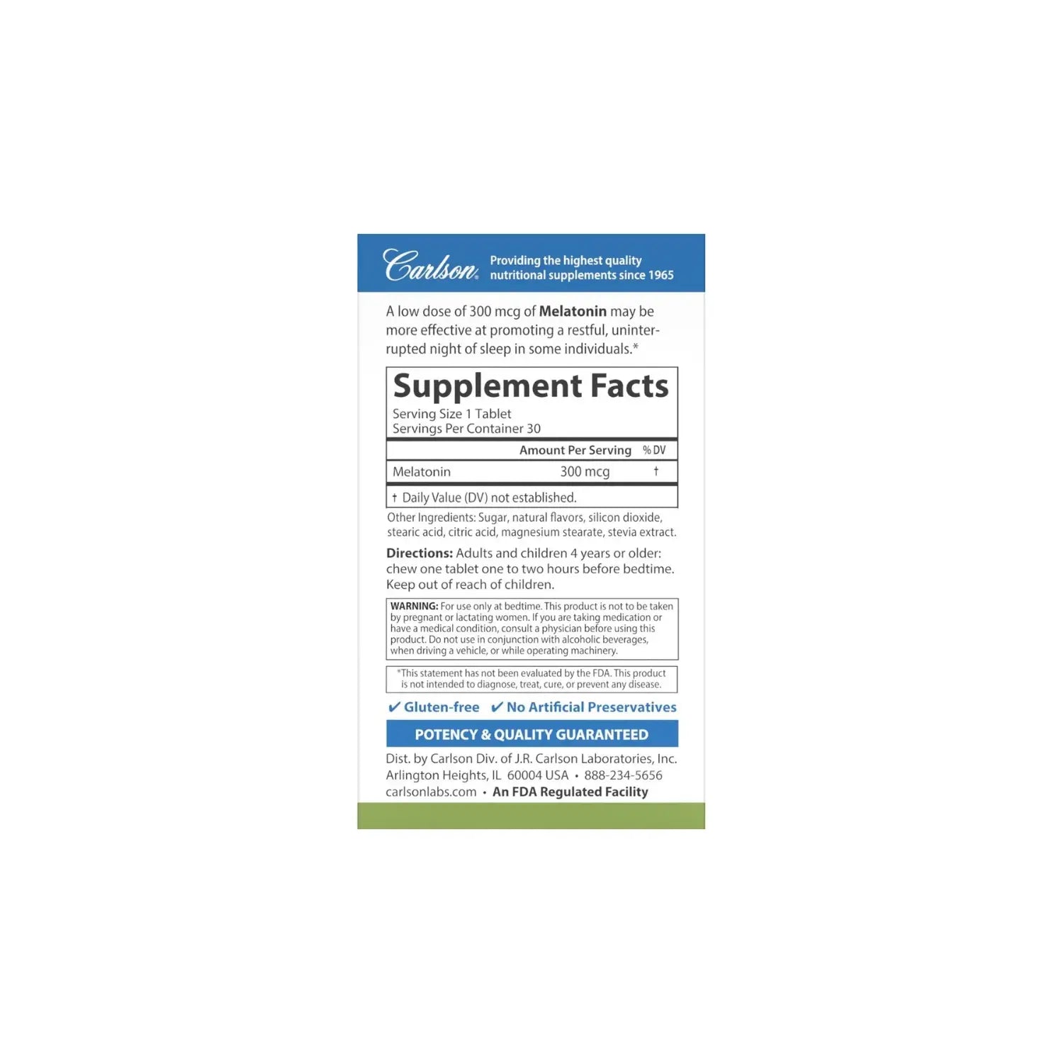 " Carlson Labs Melatonina 300 Mcg 30 Tabletas Sfn"
