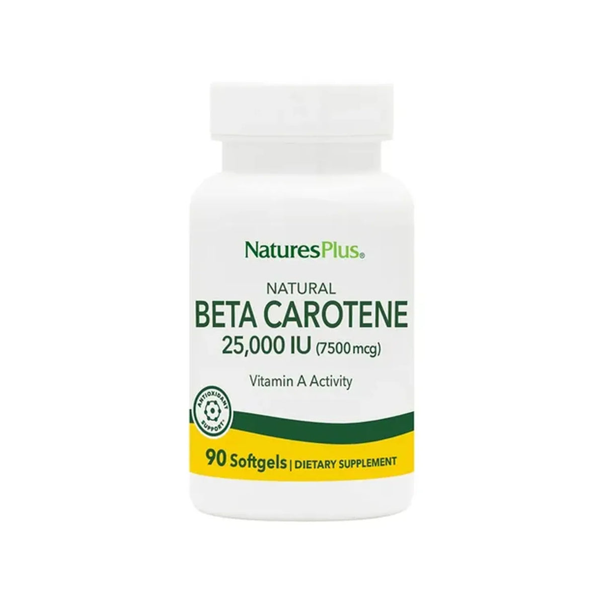 NATURES PLUS | Natural Beta Carotene 25,000 UI | 90 Cápsulas Blandas | Apoyo a la Salud Visual y Sistema Inmunológico