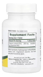 Natures Plus Vitamina B1 300 mg | 90 Tabletas | Energía y Metabolismo | Apoyo al Sistema Nervioso | Liberación Prolongada | Suplemento Alimenticio