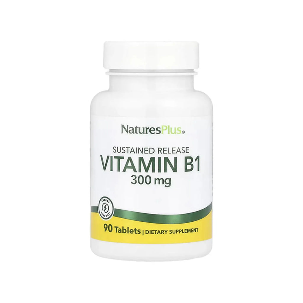 Natures Plus Vitamina B1 300 mg | 90 Tabletas | Energía y Metabolismo | Apoyo al Sistema Nervioso | Liberación Prolongada | Suplemento Alimenticio