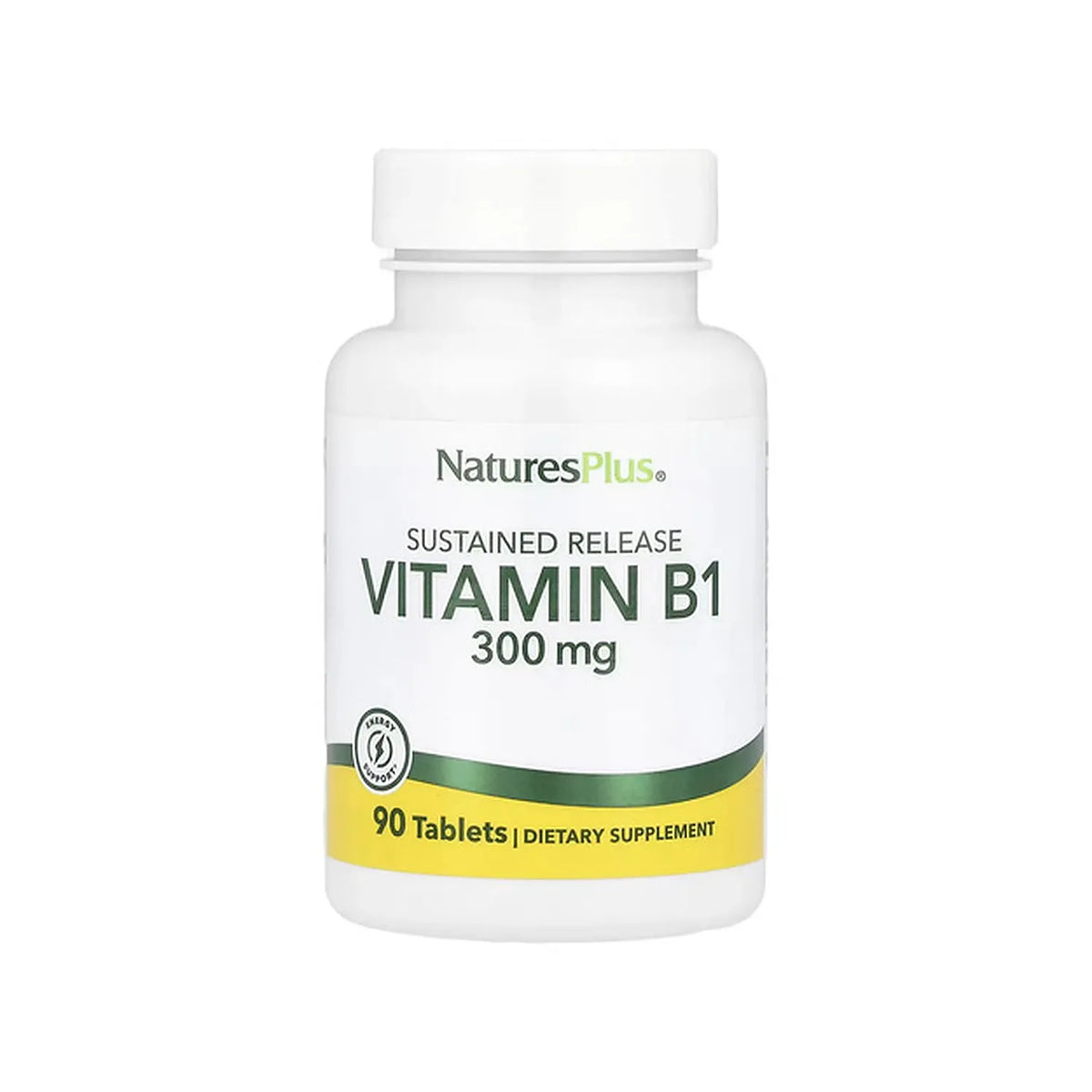 Natures Plus Vitamina B1 300 mg | 90 Tabletas | Energía y Metabolismo | Apoyo al Sistema Nervioso | Liberación Prolongada | Suplemento Alimenticio