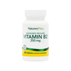 Natures Plus Vitamina B2 250 mg | 60 Tabletas | Riboflavina de Liberación Prolongada | Energía y Sistema Nervioso | Suplemento Alimenticio