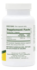 Natures Plus Vitamina C 1000 mg | 90 Cápsulas | Soporte Inmunológico y Protección Antioxidante | Formación de Colágeno | Suplemento Alimenticio