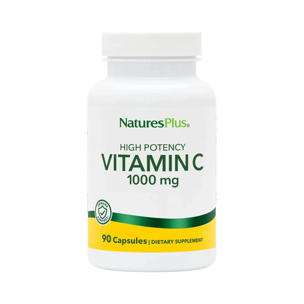 Natures Plus Vitamina C 1000 mg | 90 Cápsulas | Soporte Inmunológico y Protección Antioxidante | Formación de Colágeno | Suplemento Alimenticio