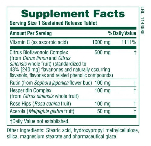 Natures Plus Super C Complex S/R | Vitamina C 1000 mg | 90 Tabletas | Liberación Prolongada | Soporte Inmunológico | Suplemento Alimenticio