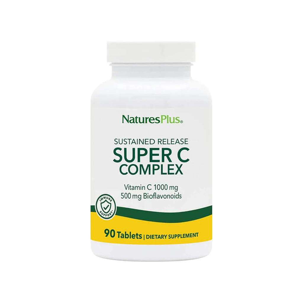 Natures Plus Super C Complex S/R | Vitamina C 1000 mg | 90 Tabletas | Liberación Prolongada | Soporte Inmunológico | Suplemento Alimenticio