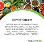 Natures Plus Copper | Cobre 3 mg | 90 Tabletas | Energía y Formación de Glóbulos Rojos | Suplemento Alimenticio