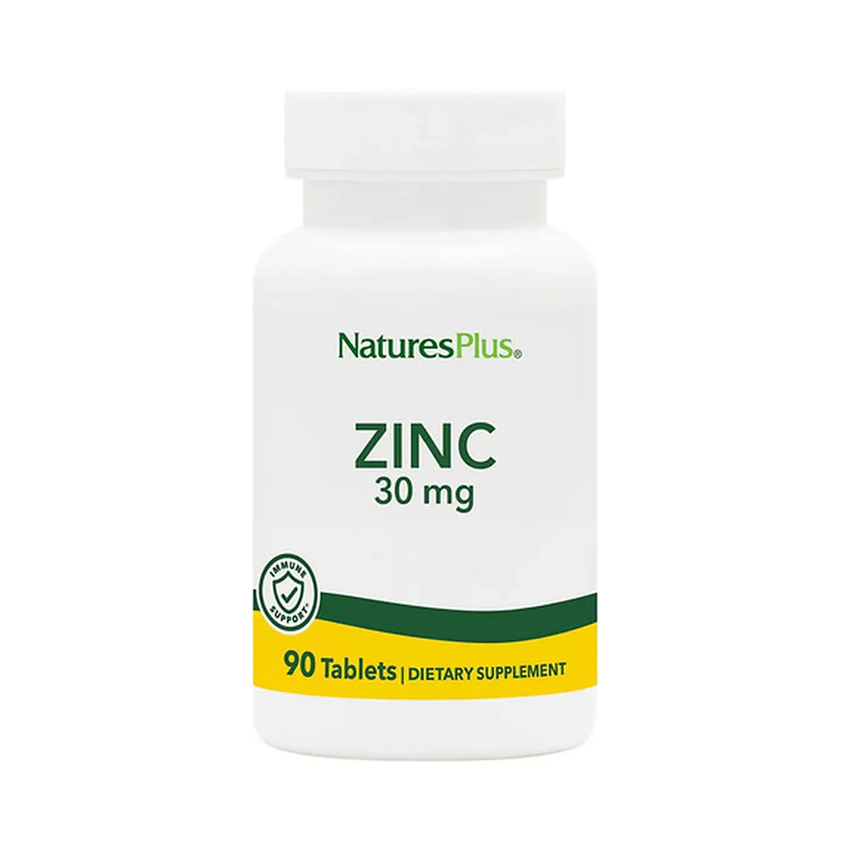 Natures Plus Zinc 30 mg | 90 Tabletas | Apoyo Inmunológico y Protección Antioxidante | Salud de la Piel y Bienestar General | Suplemento Alimenticio