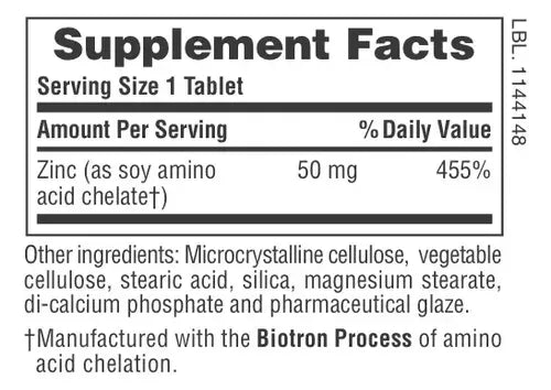Natures Plus Zinc 50 mg | 90 Tabletas | Apoyo Inmunológico y Protección Celular | Salud de la Piel y Bienestar General | Suplemento Alimenticio