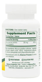 Natures Plus Zinc 50 mg | 90 Tabletas | Apoyo Inmunológico y Protección Celular | Salud de la Piel y Bienestar General | Suplemento Alimenticio