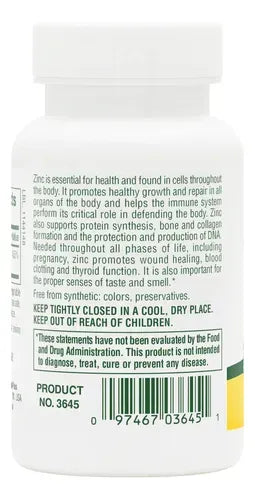 Natures Plus Zinc 50 mg | 90 Tabletas | Apoyo Inmunológico y Protección Celular | Salud de la Piel y Bienestar General | Suplemento Alimenticio