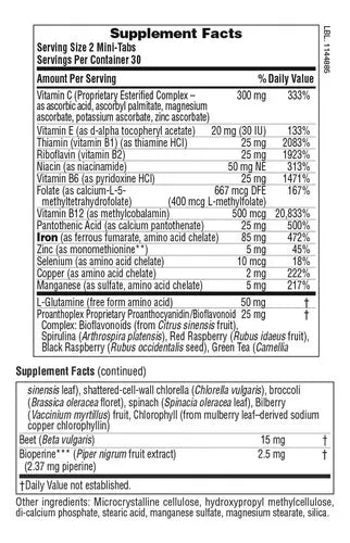 Natures Plus Hema-Plex Mini-Tabs | 60 Tabletas | Hierro 85 mg | Vitaminas y Minerales | Formación de Glóbulos Rojos | Suplemento Alimenticio