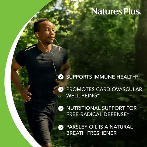 Natures Plus Garlic & Parsley Oil | Ajo y Perejil | 180 Cápsulas Blandas | Bienestar Cardiovascular e Inmunológico | Suplemento Alimenticio