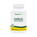 Natures Plus Garlic & Parsley Oil | Ajo y Perejil | 180 Cápsulas Blandas | Bienestar Cardiovascular e Inmunológico | Suplemento Alimenticio