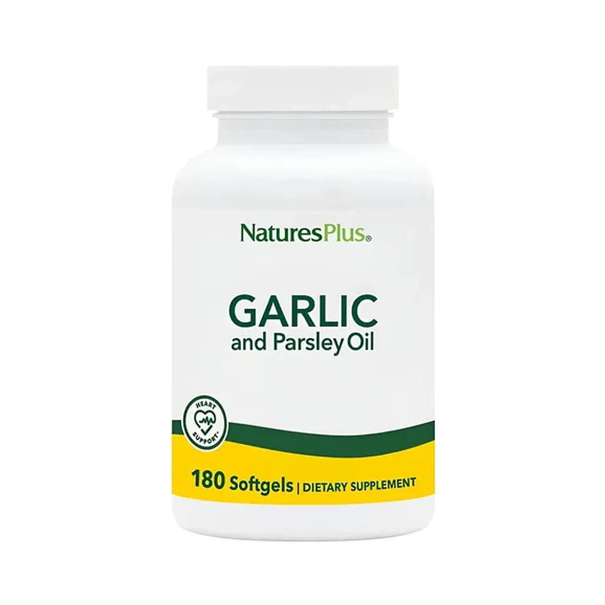 Natures Plus Garlic & Parsley Oil | Ajo y Perejil | 180 Cápsulas Blandas | Bienestar Cardiovascular e Inmunológico | Suplemento Alimenticio