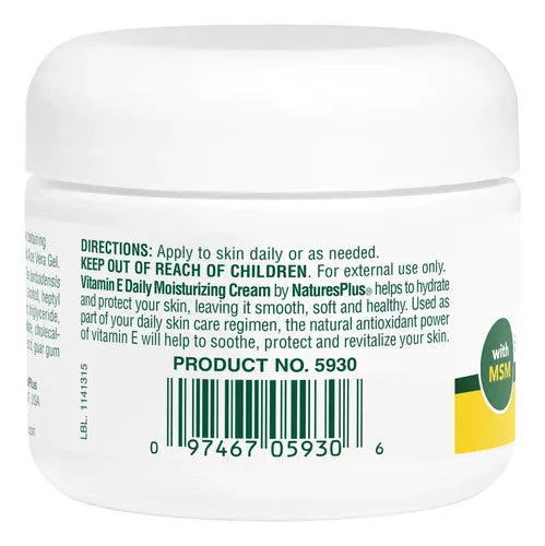Natures Plus Vitamina E Crema | 63 g | 30,000 UI | Hidratación y Protección Antioxidante | Cuidado de la Piel | Crema Facial y Corporal