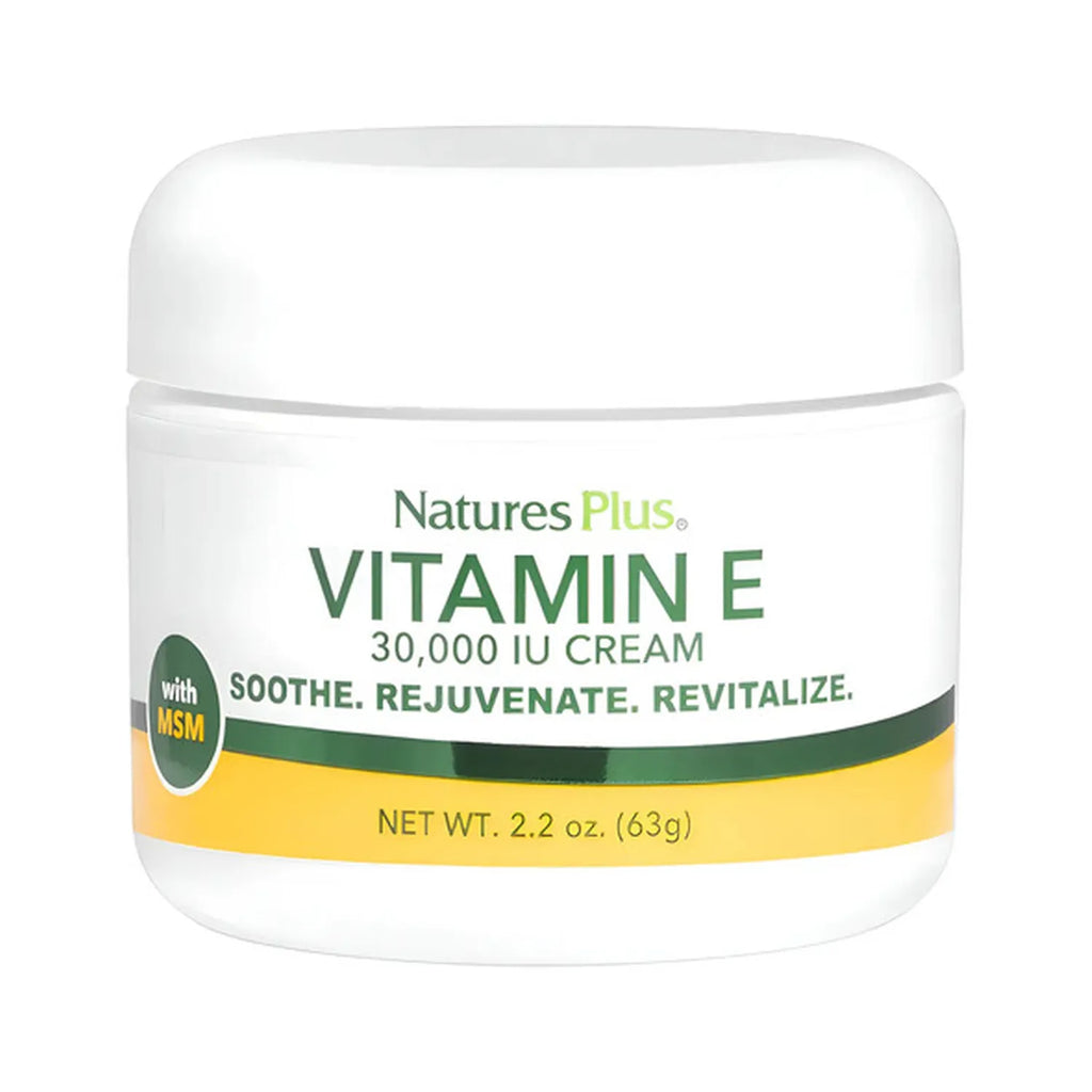 Natures Plus Vitamina E Crema | 63 g | 30,000 UI | Hidratación y Protección Antioxidante | Cuidado de la Piel | Crema Facial y Corporal