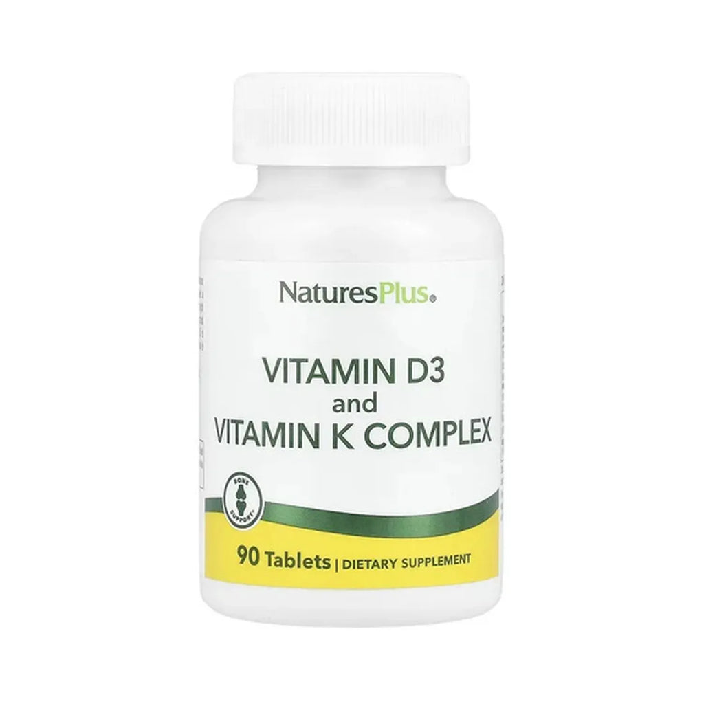 Natures Plus Vitamina D3 2500 UI + K2 120 mcg | 90 Tabletas | Salud Ósea y Apoyo Inmunológico | Absorción de Calcio | Suplemento Alimenticio