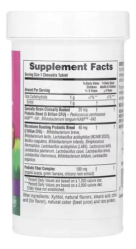 Natures Plus Animal Parade Probióticos Bi-Layer | 30 Tabletas Masticables | Salud Digestiva Infantil | Equilibrio Intestinal y Apoyo Inmunológico | Suplemento Alimenticio