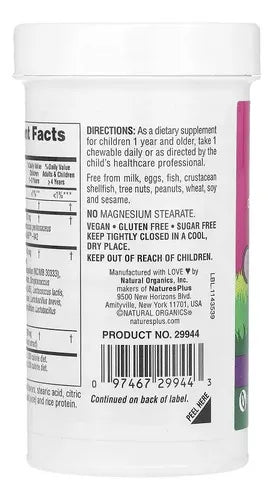 Natures Plus Animal Parade Probióticos Bi-Layer | 30 Tabletas Masticables | Salud Digestiva Infantil | Equilibrio Intestinal y Apoyo Inmunológico | Suplemento Alimenticio
