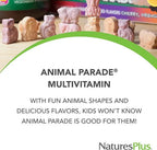 Natures Plus Animal Parade | Multivitamínico Infantil | 90 Tabletas Masticables | Vitaminas y Minerales | Suplemento Alimenticio