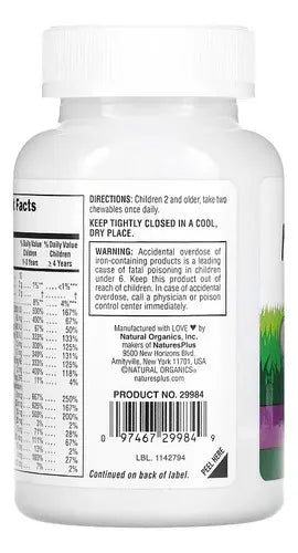 Natures Plus Animal Parade | Multivitamínico Infantil | 90 Tabletas Masticables | Vitaminas y Minerales | Suplemento Alimenticio