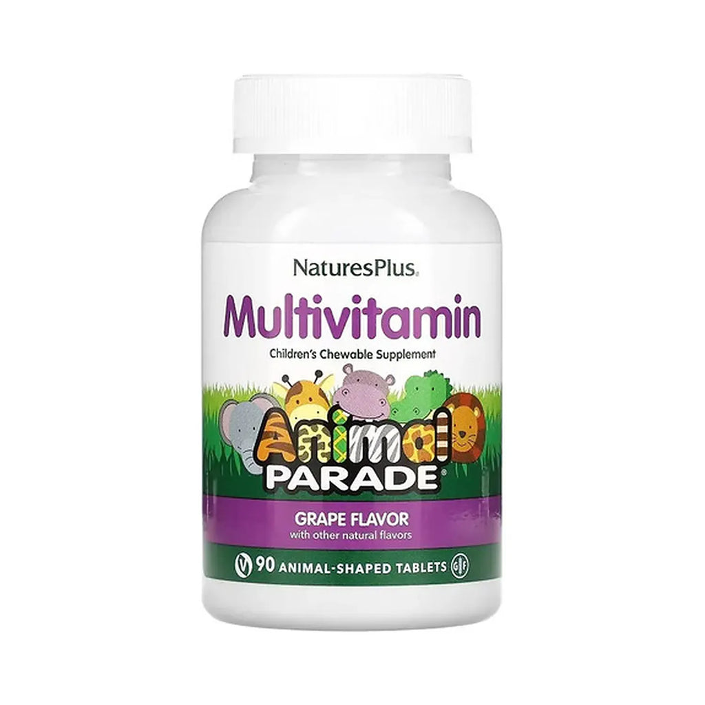 Natures Plus Animal Parade | Multivitamínico Infantil | 90 Tabletas Masticables | Vitaminas y Minerales | Suplemento Alimenticio