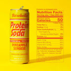 Barebells Protein Soda | Bebida Proteica con Cafeína 200 mg | 12 Latas de 355 ml | Sabor Pineapple Sunrise