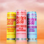 Barebells Protein Soda | Bebida Proteica con Cafeína 200 mg | 12 Latas de 355 ml | Sabor Pineapple Sunrise