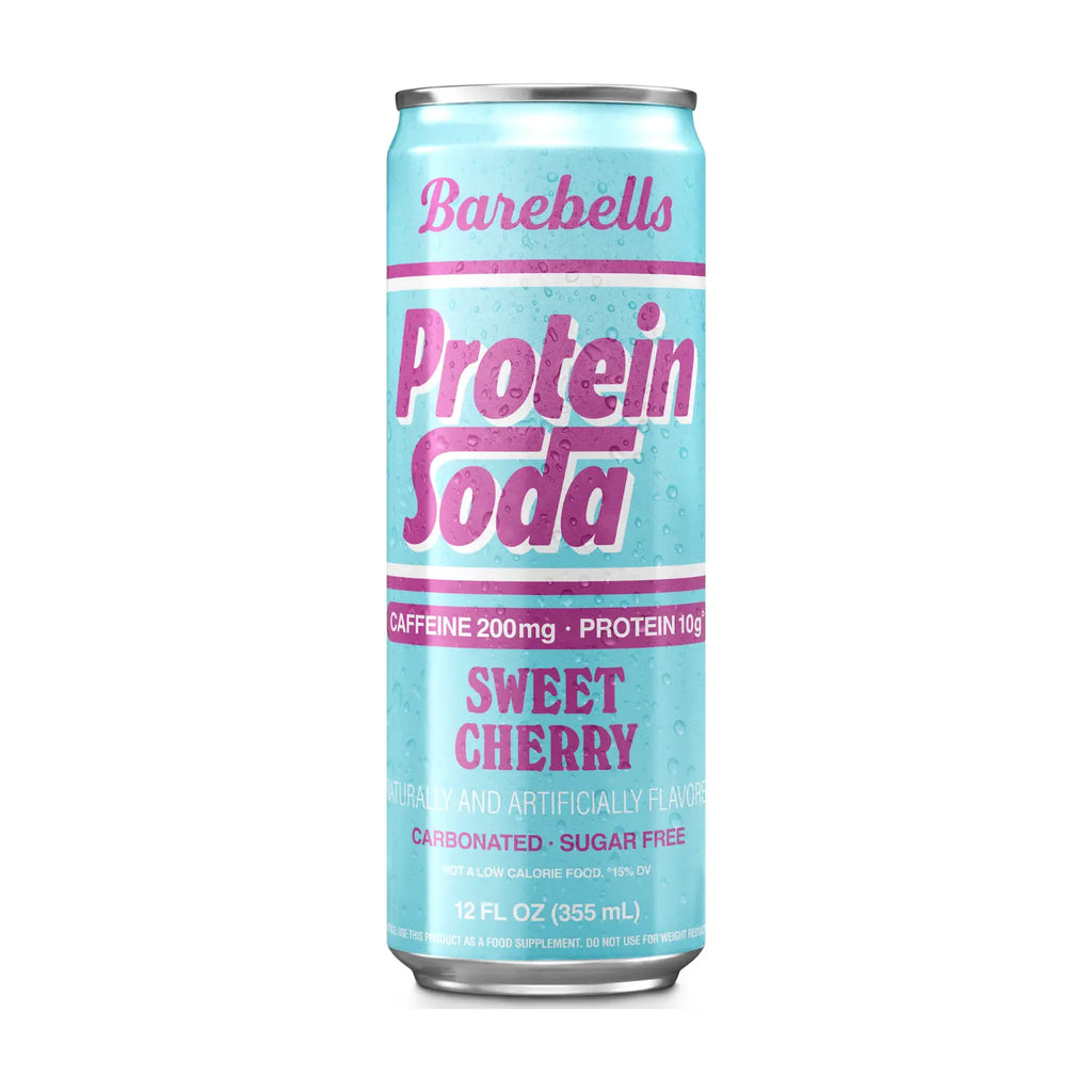 Barebells Protein Soda | Bebida Proteica con Cafeína 200 mg | 12 Latas de 355 ml | Sabor Sweet Cherry