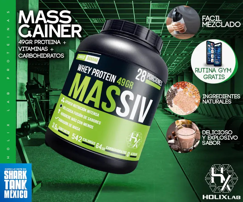 HOLIX LAB MASSIV PROTEINA WHEY 3.5 KG 28 SERVICIOS CHOCOBANANA