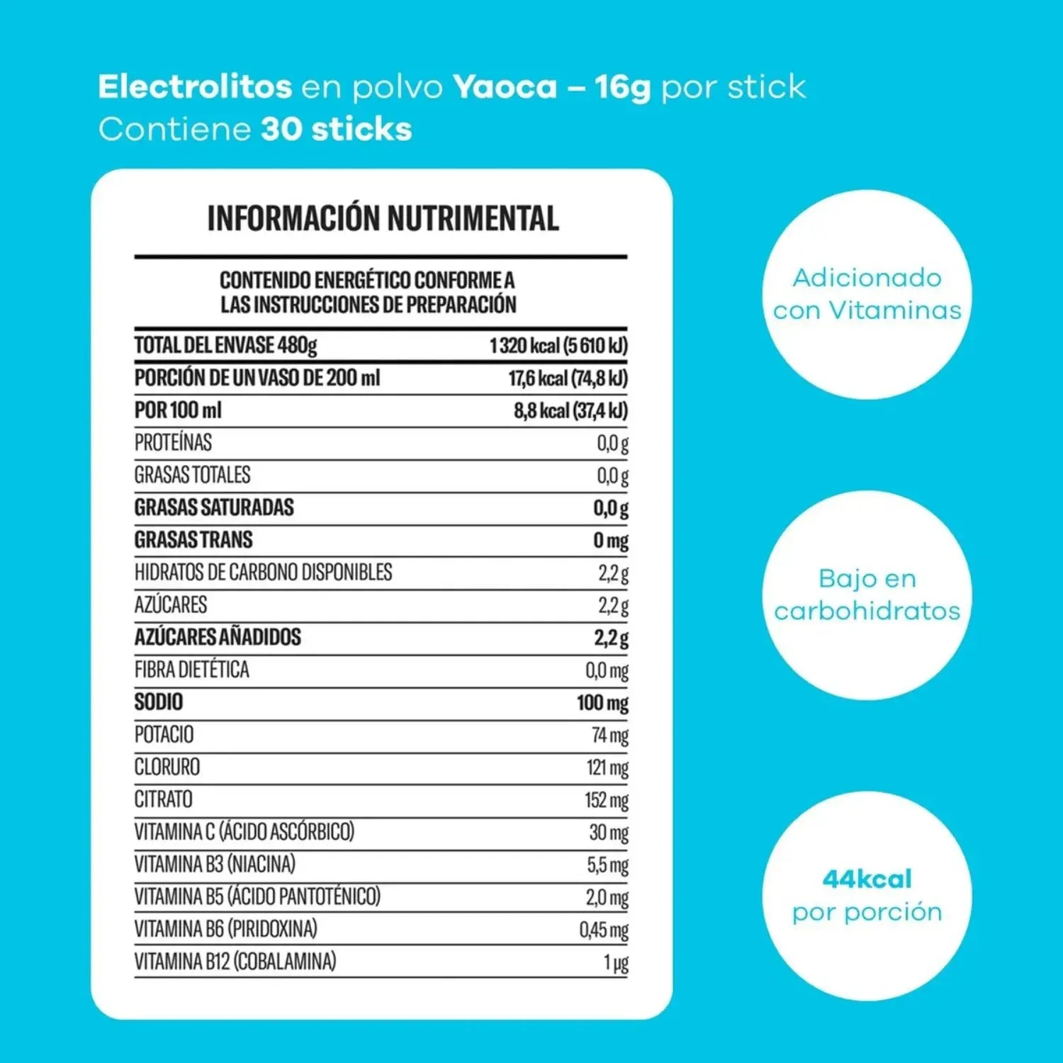 YAOCA Hidratación polvo Mora Limón 16g (30pack)