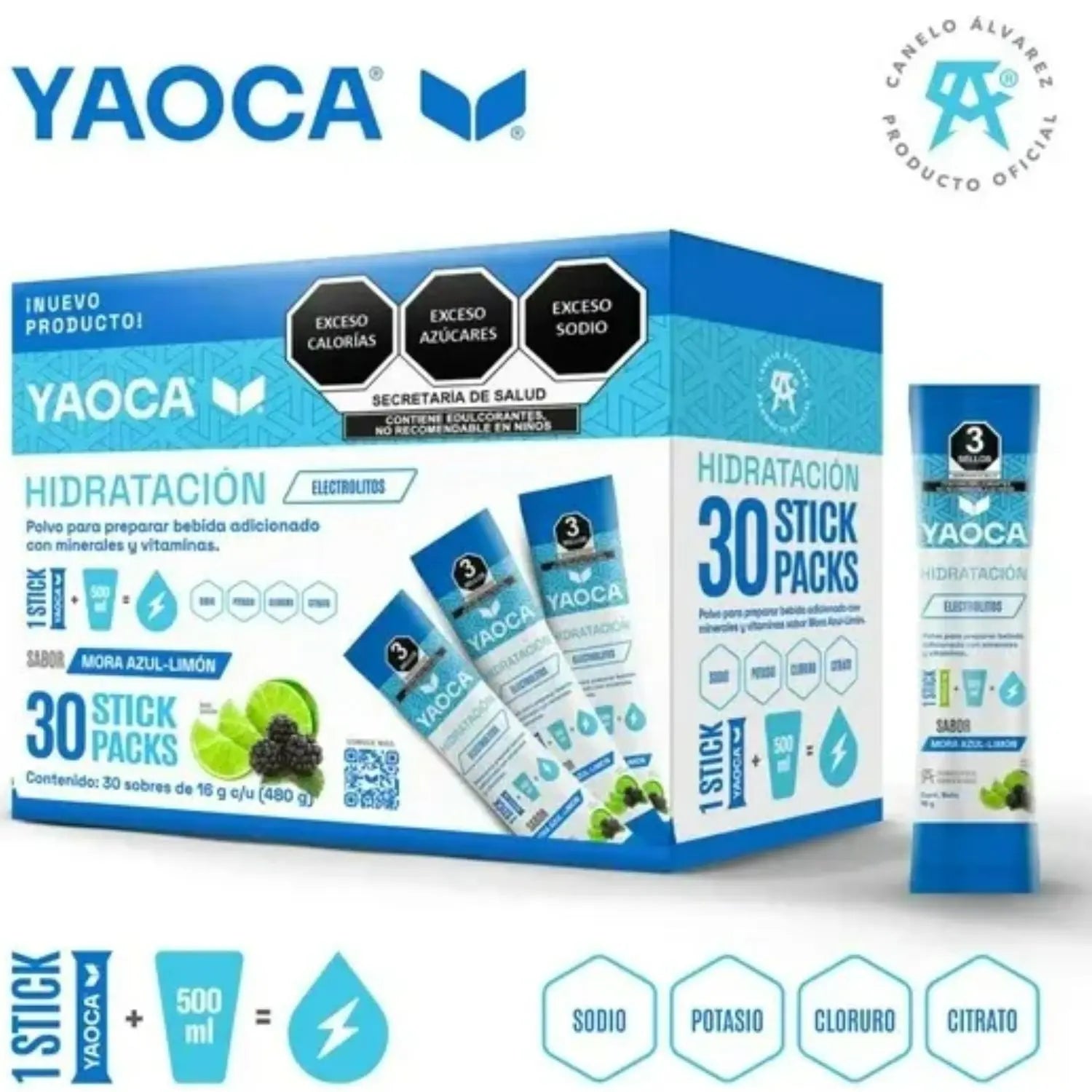 YAOCA Hidratación polvo Mora Limón 16g (30pack)