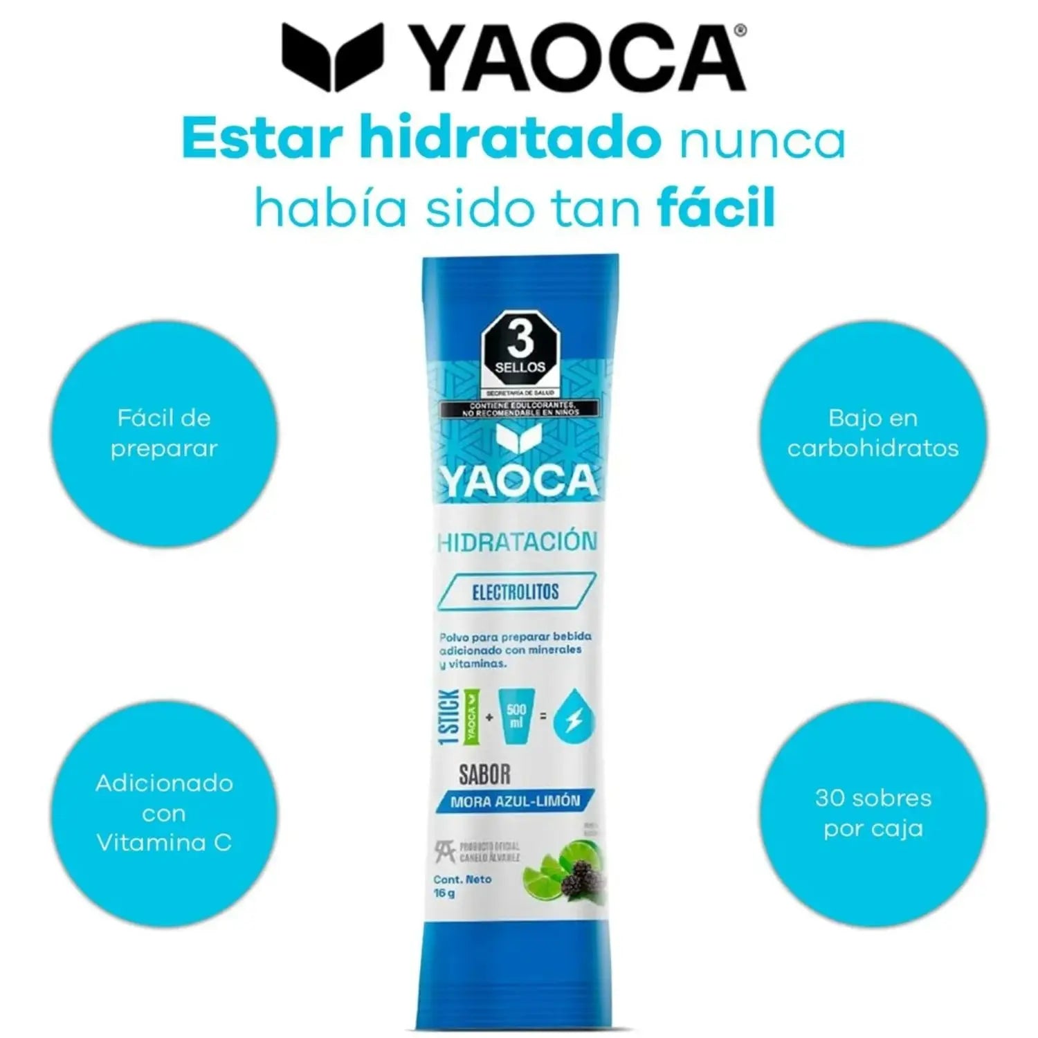 YAOCA Hidratación polvo Mora Limón 16g (30pack)