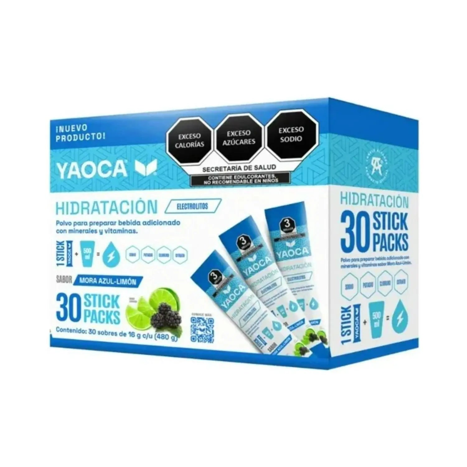 YAOCA Hidratación polvo Mora Limón 16g (30pack)