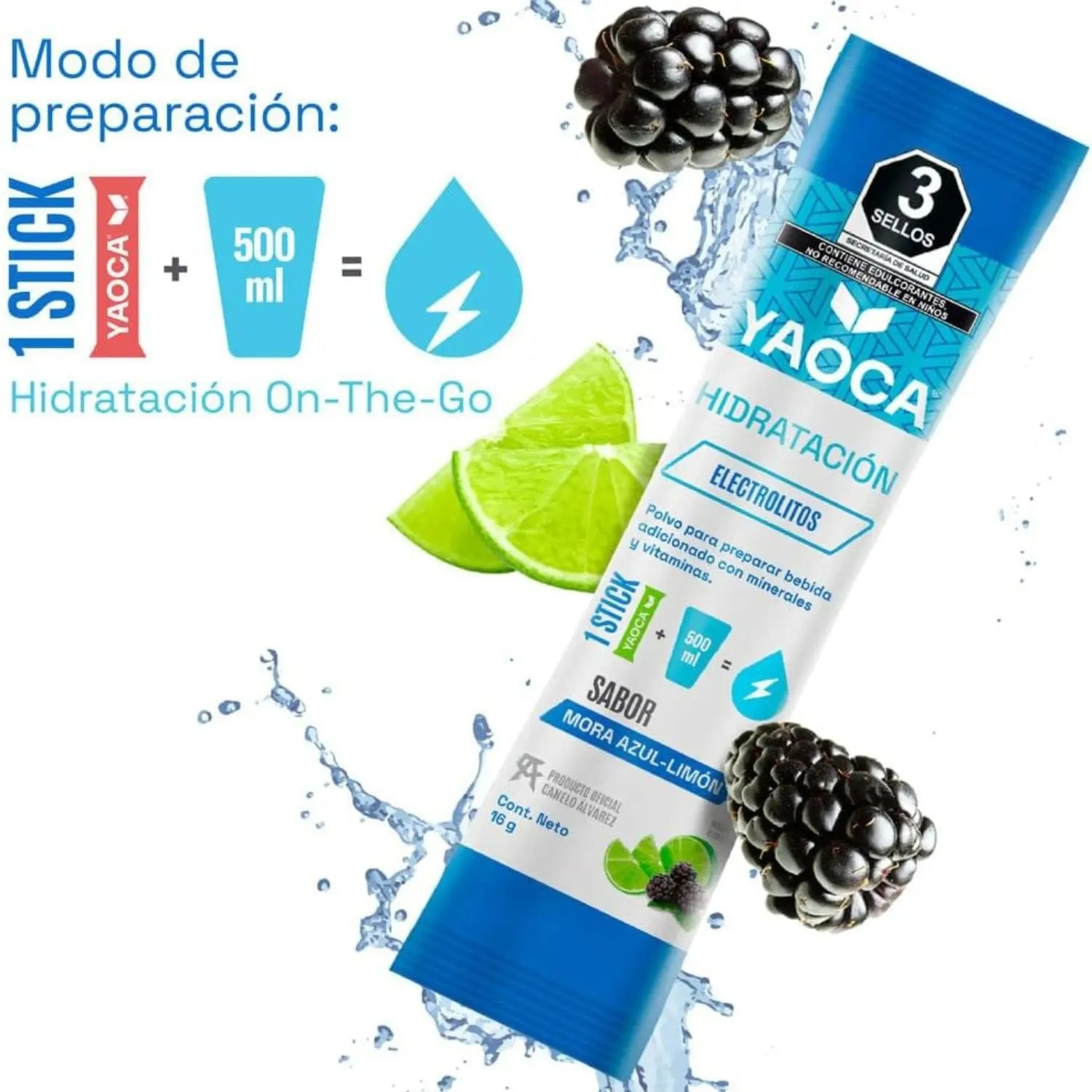 YAOCA Hidratación polvo Mora Limón 16g (30pack)