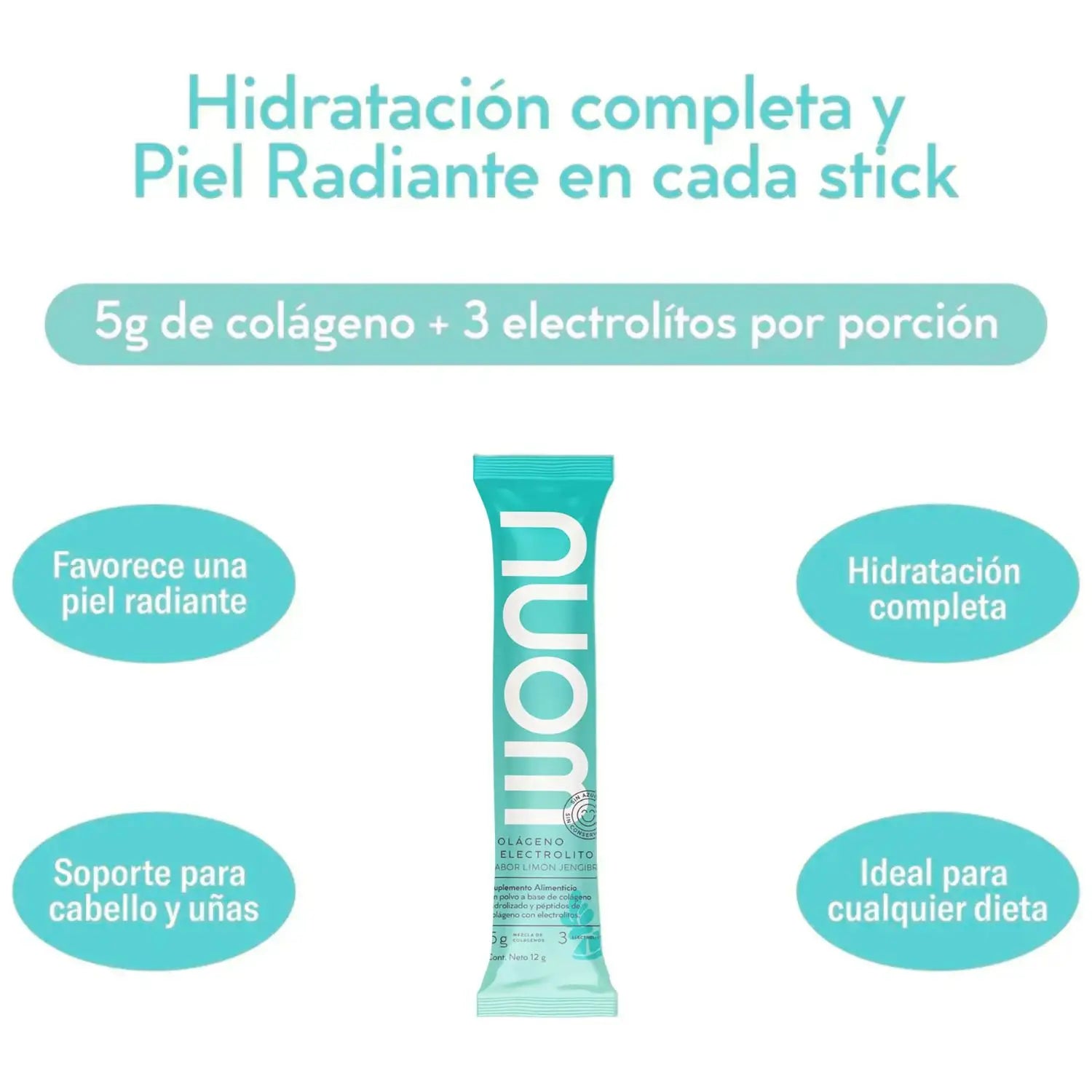 WONU Colágeno+Electrolitos Limón Jengibre 12g (30pack)