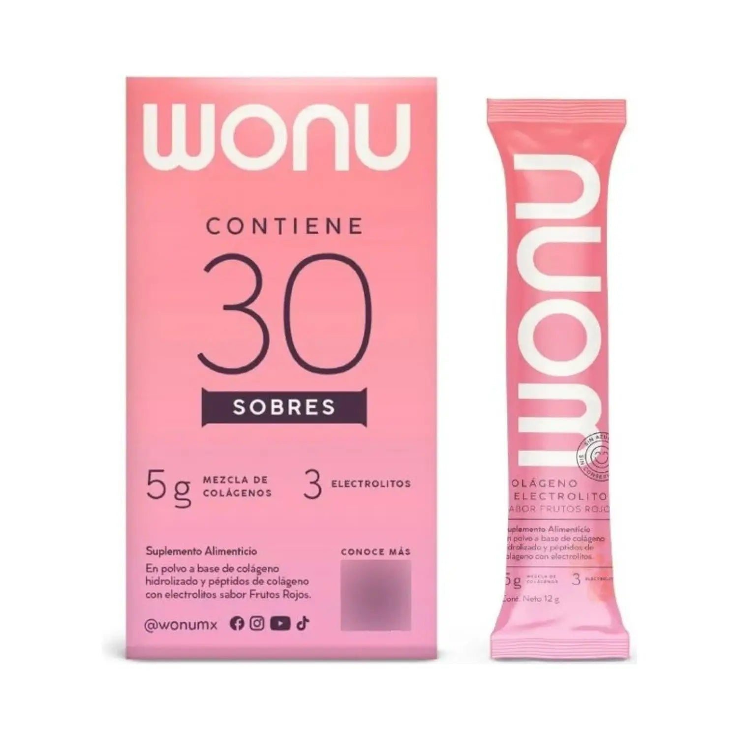 WONU Colágeno+Electrolitos Frutos Rojos 12g (30pack)